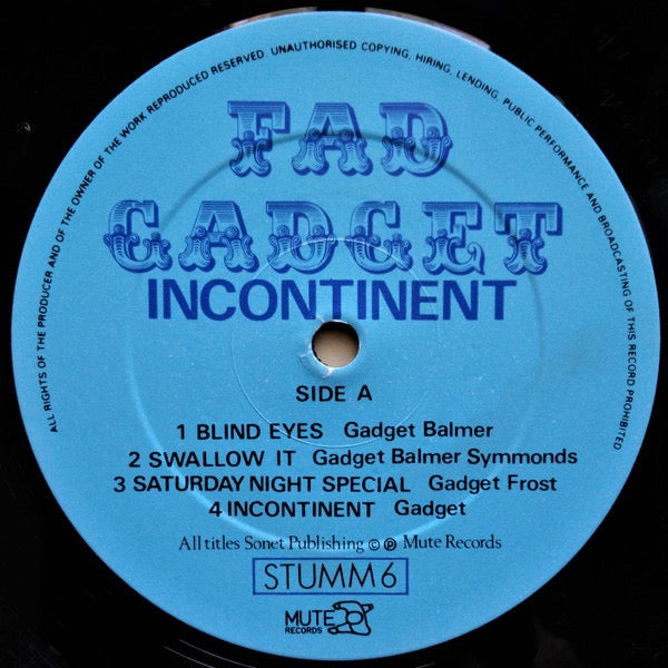 Image of Label Cover of LP - VG/VG - FAD GADGET, Incontinent (Mute; STUMM 6, UK 1981, Pounda Tape), ,  - 3816266C