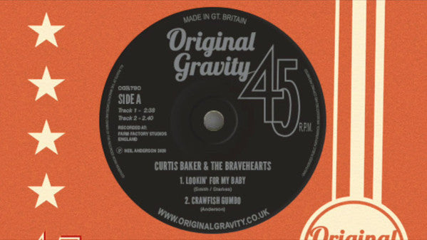 Image of Front Cover of 7" - /VG - CURTIS BAKER & THE BRAVEHEARTS, Lookin' For My Baby (Original Gravity; OGR790, UK 2020), Some notable marks,  - 3816308C
