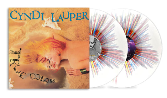 Image of Front Cover of 2xLP - NEW/NEW - CYNDI LAUPER, True Colours (40th Anniversary) (Sony; 19958475991, UK 2026 Reissue, Limited One Off Pressing, Rainbow Sprinkle Vinyl ), , Celebrating 40 years of Cyndi Lauper’s ground-breaking record True Colors, this expanded 2LP Rainbow Sprinkle vinyl edition features the classic album that includes smash hits “True Colors” and “Change of Heart.” This expanded offering also features the previously unreleased track “The River Cried” and select live recordings from he