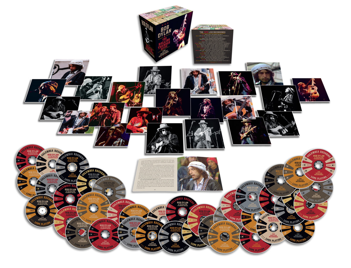 Image of Back Cover of 39xCD - NEW/NEW - BOB DYLAN, The Rolling Thunder Revue: The 1976 Live Recordings (CMG; 19958451852, UK 2026, Box Set, Limited One-Off Pressing), , 39 disc box set captures all professionally recorded shows from the 1976 second leg of the legendary Rolling Thunder Revue tour, all from original tape sources. The box includes 381 tracks, 371 of which have never been released, plus a booklet with liner notes by Mikal Gilmore and rare photographs. - 9414429C