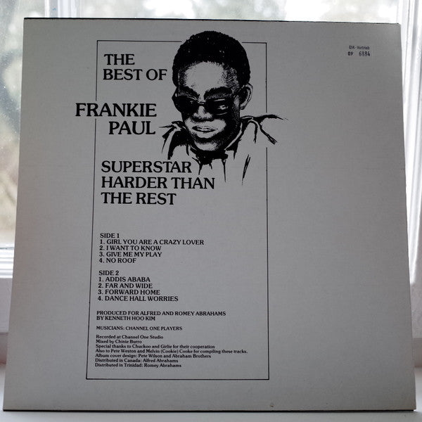 Image of Back Cover of LP - VG/VG+ - FRANKIE PAUL, The Best Of Frankie Paul Superstar Harder Than The Rest (Abraham; ABA-LP.1., Canada ), ,  - 3846191S