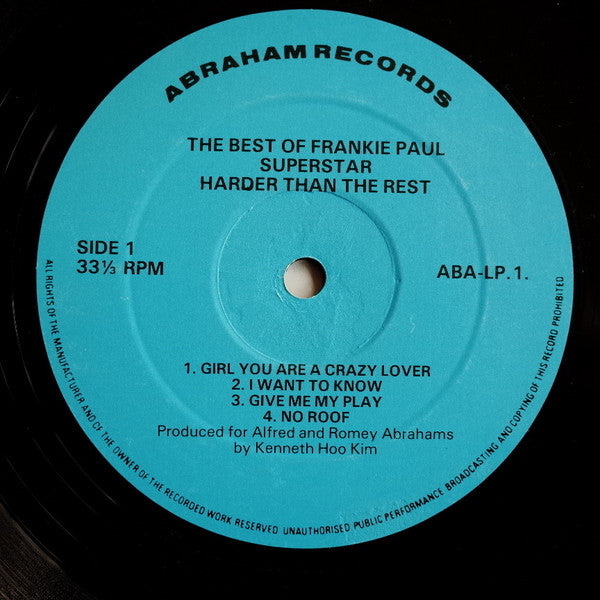 Image of Label Cover of LP - VG/VG+ - FRANKIE PAUL, The Best Of Frankie Paul Superstar Harder Than The Rest (Abraham; ABA-LP.1., Canada ), ,  - 3846191S