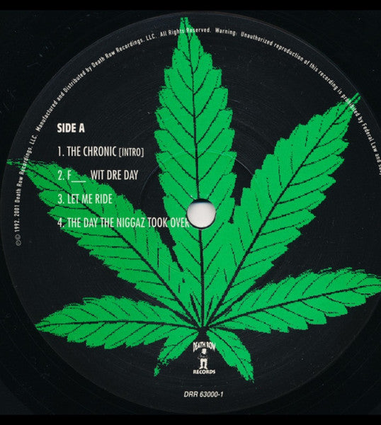 Image of Label Cover of 2xLP - VG+/VG+ - DR. DRE, The Chronic (Death Row Records; DRR 63000-1, US Reissue, Insert), Minor corner ding, and a couple of very light hairlines to discs but still VG+,  - 3926259E