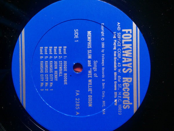 Image of Label Cover of LP - VG+/VG+ - MEMPHIS SLIM, WILLIE DIXON, Songs Of Memphis Slim & Willie Dixon (Folkways Records ; FA 2385, US 1968 Reissue, Folkways style sleeve, Booklet), Strong VG+, Slight Spine Wear,  - 3826214E
