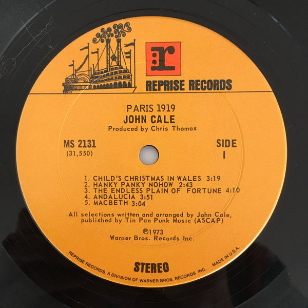 Image of Label Cover of LP - G+/VG - JOHN CALE, Paris 1919 (Reprise Records; MS 2131, US 1973, Pasteback Sleeve, Terre Haute Pressing), Cut-out (Corner cut) and edge wear. WOS. Strong VG disc.,  - 3846103S