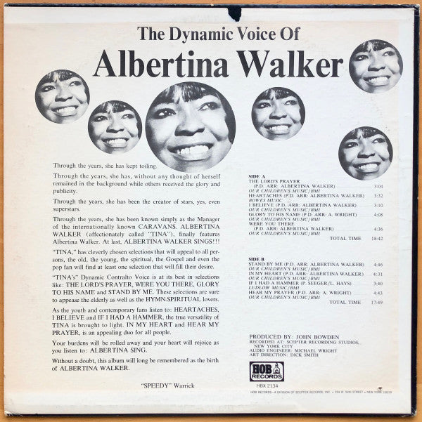 Image of Back Cover of LP - VG/VG - ALBERTINA WALKER, The Dynamic Voice of (HOB ; HBX 2134, US 1976), Strong VG, Ring Wear,  - 3826213E