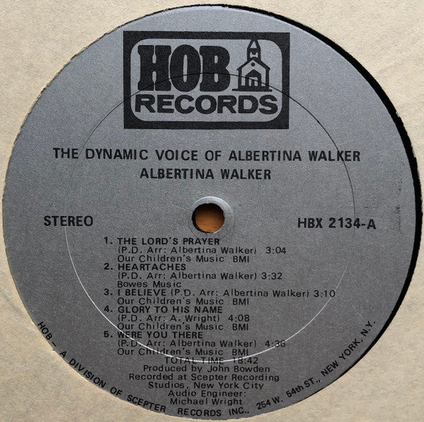 Image of Label Cover of LP - VG/VG - ALBERTINA WALKER, The Dynamic Voice of (HOB ; HBX 2134, US 1976), Strong VG, Ring Wear,  - 3826213E
