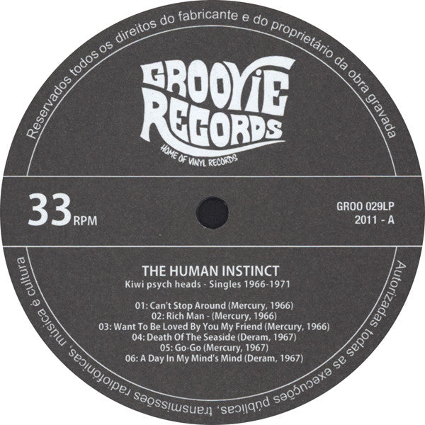 Image of Label Cover of LP - VG+/VG - THE HUMAN INSTINCT, Kiwi Psych Heads - Singles 1966  1971 (Groovie Records ; GROO0029 LP, Portugal 2011), Strong VG,  - 3826209E