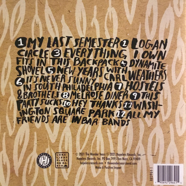 Image of Back Cover of LP - VG+/EX - THE WONDER YEARS, The Upsides (Hopeless Records ; none, UK 2021 Reissue, Gatefold, Clear Vinyl With Purple Splatter), ,  - 3826193E