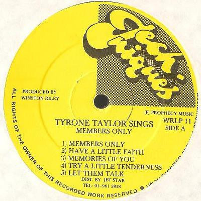 Image of Label Cover of 12" - VG/VG+ - TYRONE TAYLOR, Sings Members Only (Techniques ; WRLP 12, UK 1986), ,  - 3846196S