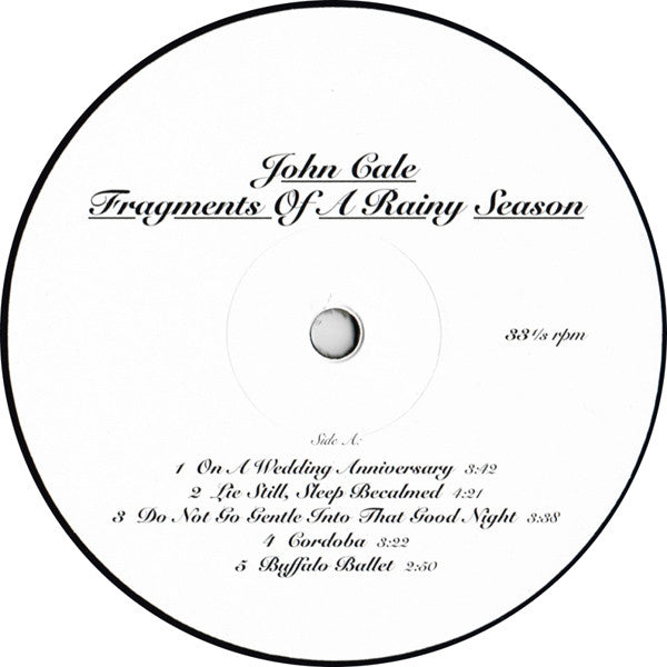 Image of Label Cover of 2xLP - EX/EX - JOHN CALE, Fragments Of A Rainy Season (Domino; REWIGLP107, UK, Europe & US 2016 Reissue, 180 Gram Vinyl), ,  - 3846188S