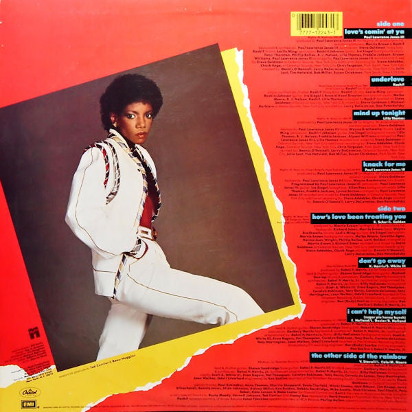 Image of Back Cover of LP - VG/VG+ - MELBA MOORE, The Other Side Of The Rainbow (Capitol Records; ST-12243, US 1982, Company Inner), Light marks on record. Sleeve worn at corners and edges; light staining and scuffs. Creasing on inner,  - 3816330C