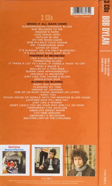 Image of Back Cover of 3xCD - VG+/VG+ - BOB DYLAN, The Collection   Bringing It All Back Home / Highway 61 Revisited / Blonde On Blonde (Columbia; Bringing It All Back Home / Highway 61 Revisited / Blonde On Blonde, Europe 2004 Reissue, Box Set, 3 Booklets), ,  - 3816414C