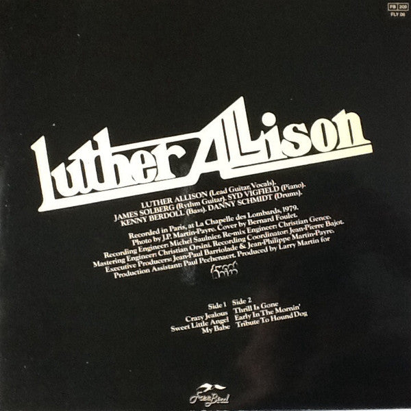 Image of Back Cover of LP - VG/VG - LUTHER ALLISON, Live In Paris (Free Bird; FLY 06, France 1979), Light hairlines. Writing on front and back of sleeve.,  - 3826226E