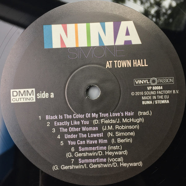 Image of Label Cover of LP - EX/EX - NINA SIMONE, Nina Simone At Town Hall (Vinyl Passion; VP 80084, Europe 2016), Still partially in shrinkwrap,  - 3846252S