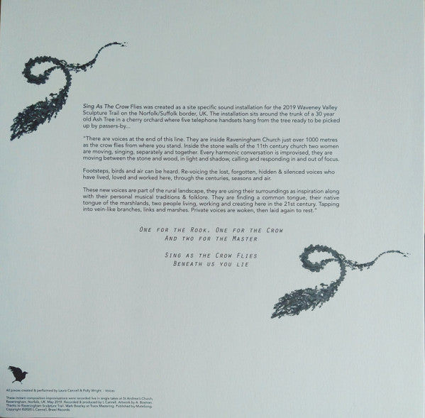 Image of Back Cover of LP - VG+/VG+ - LAURA CANNELL AND POLLY WRIGHT, Sing As The Crow Flies (Boomkat Editions; BKEDIT021, UK 2021 Reissue, Textured Sleeve, Clear Vinyl), Strong VG+, Sleeve still in opened shrinkwrap,  - 3816454C