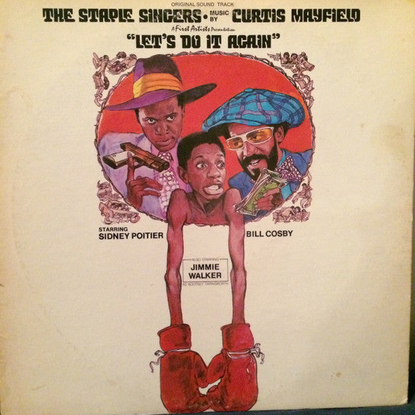 Image of Front Cover of LP - VG/VG - THE STAPLE SINGERS   MUSIC BY CURTIS MAYFIELD, Let's Do It Again (Original Soundtrack) (Curtom; CU 5005, US 1975, Pitman pressing), Light hairlines. Sleeve has cut-out strip, mild ringwear, a little discolouration and a name written on the rear.,  - 3826236E