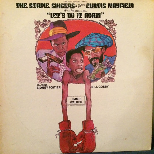 Image of Front Cover of LP - VG/VG - THE STAPLE SINGERS   MUSIC BY CURTIS MAYFIELD, Let's Do It Again (Original Soundtrack) (Curtom; CU 5005, US 1975, Pitman pressing), Light hairlines. Sleeve has cut-out strip, mild ringwear, a little discolouration and a name written on the rear.,  - 3826236E