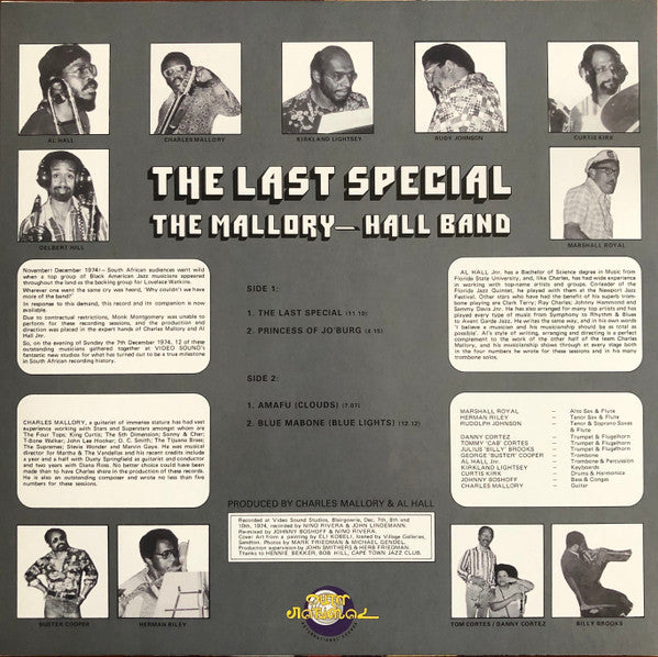 Image of Back Cover of LP - VG+/VG - THE MALLORY-HALL BAND, The Last Special (Outernational Sounds; OTR-016, UK 2021 Reissue), Light storage marks on record,  - 3816492C