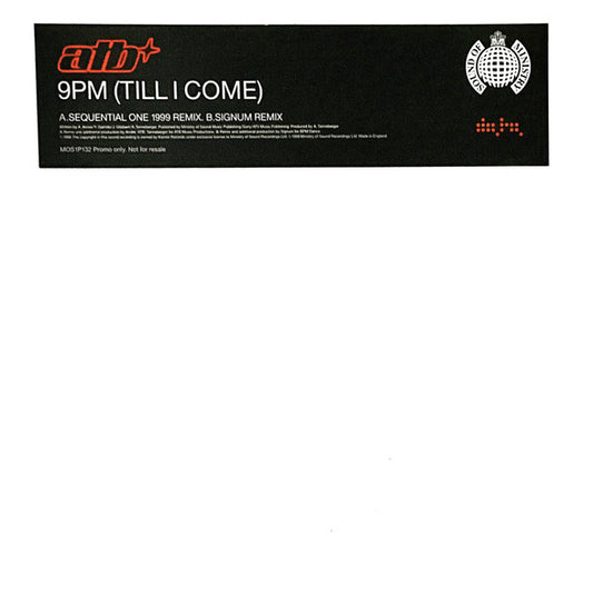 Image of Front Cover of 12" - VG/VG - ATB, 9PM (Till I Come) (Ministry Of Sound; MOS1P132, UK 1999), ,  - 3846261S