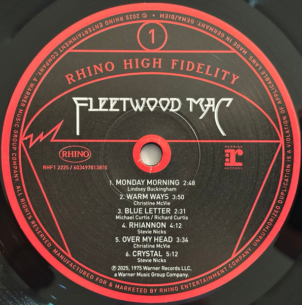 Image of Label Cover of LP - VG+/VG+ - FLEETWOOD MAC, Fleetwood Mac (Rhino Records; RHF1 2225, Worldwide 2025 Reissue, Pasteback Gatefold, Inner & Insert, 180 Gram Vinyl, Ltd to 5000, Numbered, with Obi), No. 1284.,  - 3846232S