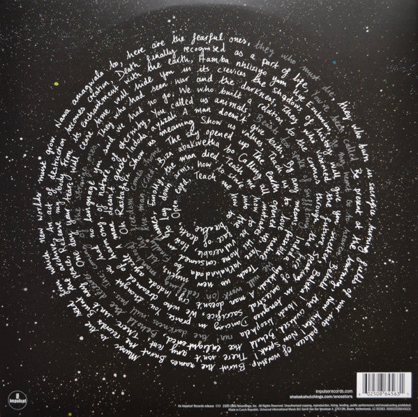 Image of Back Cover of 2xLP - VG+/VG+ - SHABAKA AND THE ANCESTORS, We Are Sent Here By History (Impulse!; 00602508645631, Europe 2020, Gatefold), ,  - 3816499C