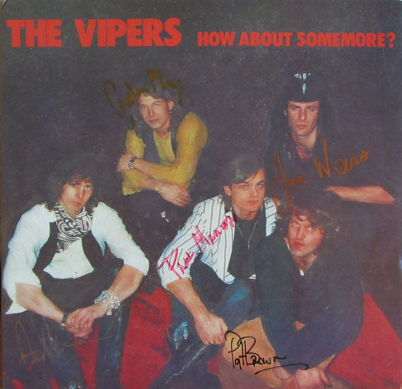 Image of Front Cover of LP - EX/VG+ - THE VIPERS, How About Somemore? (Midnight Records; MIR LP 139, US 1988, Insert, With 7", Autographed), Seal opened instore, still in hype stickered shrinkwrap. Storage marks on discs.,  - 3826019E