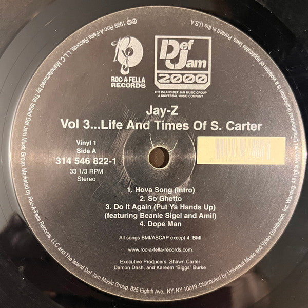 Image of Label Cover of 2xLP - VG/VG - JAY Z, Vol. 3... Life And Times Of S. Carter (Roc-A-Fella Records; 314 546 822-1, US 1999), Light marks. Wear to edges of sleeve with ringwear.,  - 3826249E
