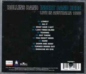 Image of Back Cover of CD - VG+/VG+ - ROLLINS BAND, Insert Band Here (Live In Australia 1990) (2.13.61 Records; 7446599689 2, US 1999, Jewel Case, Booklet), ,  - 3816463C