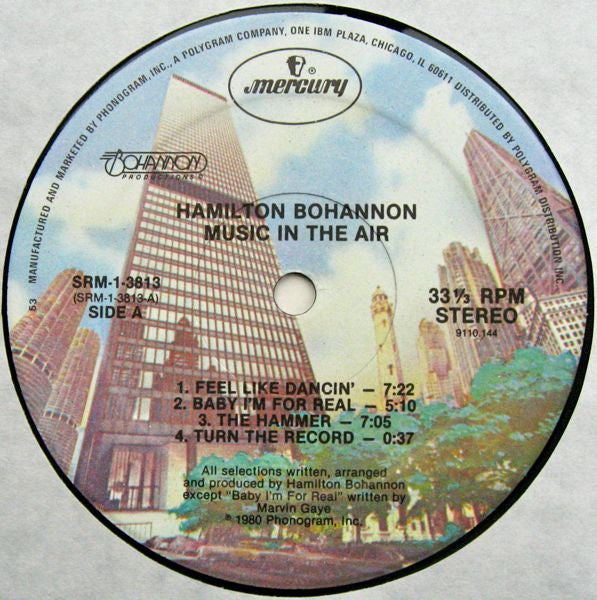 Image of Label Cover of LP - VG/G+ - BOHANNON, Music In The Air (Mercury; SRM-1-3813, US 1980, Company Inner), Shrink-wrap with ripped stickers on plastic. Wear and creasing along opening and at corners,  - 3816535C