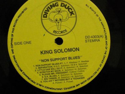 Image of Label Cover of LP - VG/VG - KING SOLOMON, Non Support Blues (Diving Duck Records; DD 4303, Netherlands 1980s), Sleeve has a bumped corner,  - 3816556C