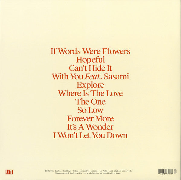 Image of Back Cover of LP - VG+/VG+ - CURTIS HARDING, If Words Were Flowers (Anti-; 7691-1, USA & Europe 2021, Gatefold), ,  - 3816558C