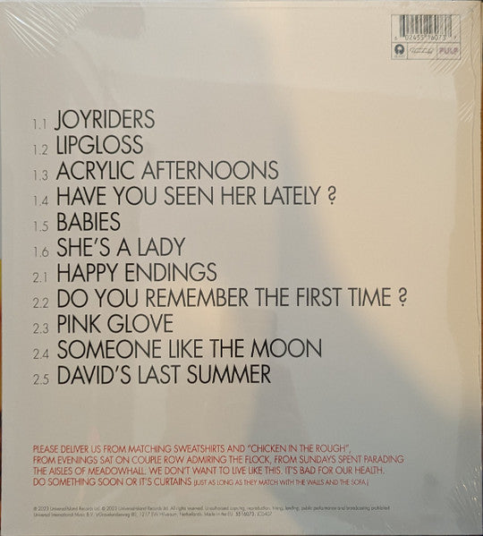 Image of Back Cover of LP - VG+/VG - PULP, His 'N' Hers (Island Records; 5516073, Europe 2023 Reissue, Inner), Paper scuffs and hairlines. Very light and small pen marks/stains on front of sleeve.,  - 3826332E