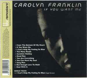 Image of Back Cover of CD - VG+/VG+ - CAROLYN FRANKLIN, If You Want Me (Big Break Records; CDBBR 0272, UK 2014 Reissue, Jewel Case, Booklet), ,  - 3816466C