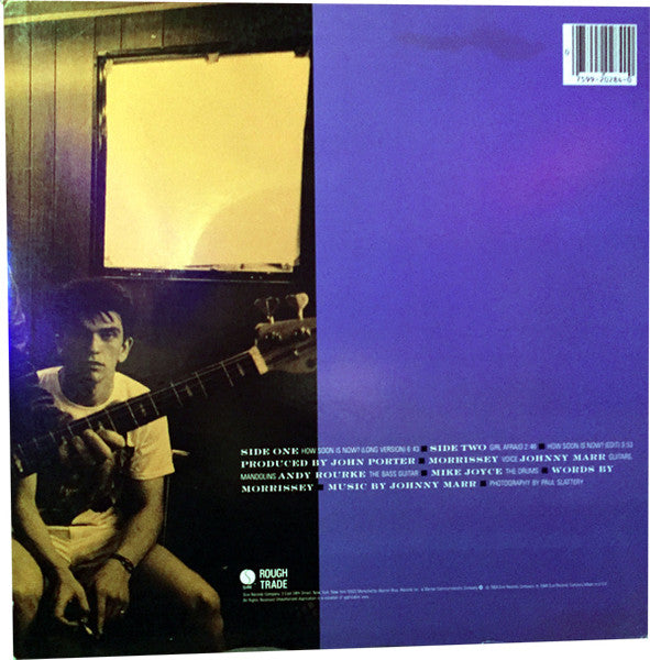 Image of Back Cover of 12" - VG/G - THE SMITHS, How Soon Is Now? (Sire Bottom Perimeter Rim Text; 0-20284, US 1984, Picture Sleeve, Allied Pressing), Sleeve intact but with heavy edge wear, vinyl fogged & lightly marked, sounds ok though.,  - 3816405C
