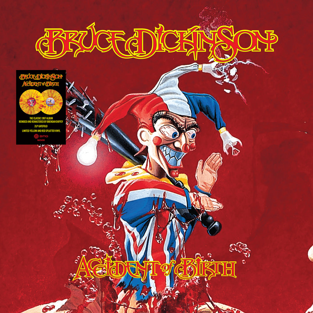 Image of Front Cover of 2xLP - NEW/NEW - BRUCE DICKINSON, Accident of Birth (2026 Remix) (BMG / Sanctuary Records; 964254300, UK 2026 Reissue, Limited Edition Splatter Colour Vinyl), , Brand new remix of Bruce Dickinson's seminal 4th album to be released on deluxe 140g gatefold Splatter colour vinyl & digisleeve CD. Considered the finest album in his catalogue, it features hits such as Man Of Sorrows and Road To Hell. 2LP Gatefold Splatter Colour Vinyl. - 9415882C