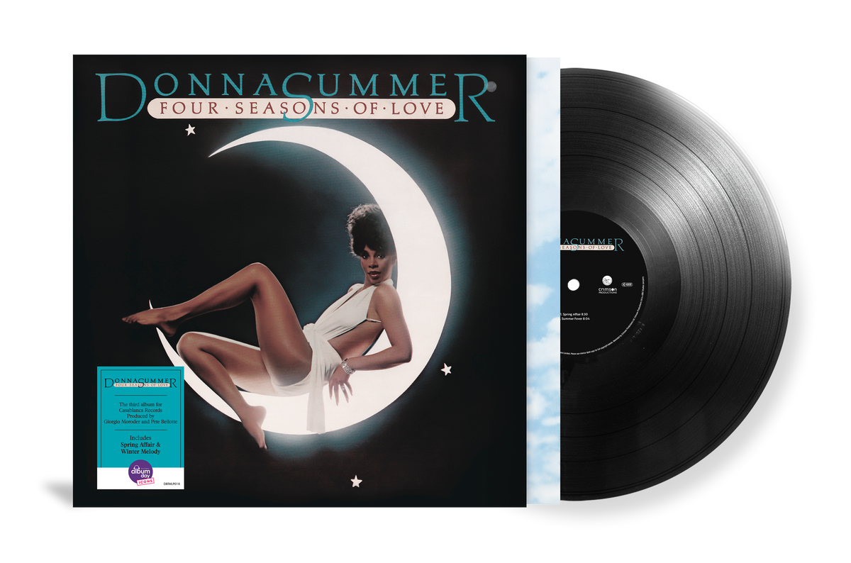 Image of Back Cover of LP - NEW/NEW - DONNA SUMMER, Four Seasons of Love (Driven by the Music; DBTMLP018, UK 2026 Reissue, Inner, Black Vinyl), , 2026 marks half-a-century since the release of “Four Seasons Of Love”, so this is a newly mastered commemorative 50th Anniversary edition of that concept studio album, originally released on 11th October 1976 For the rear cover artwork Donna recreated Marilyn Monroe’s iconic scene from “The Seven Year Itch”, with the breeze flowing up from the subway grate towards