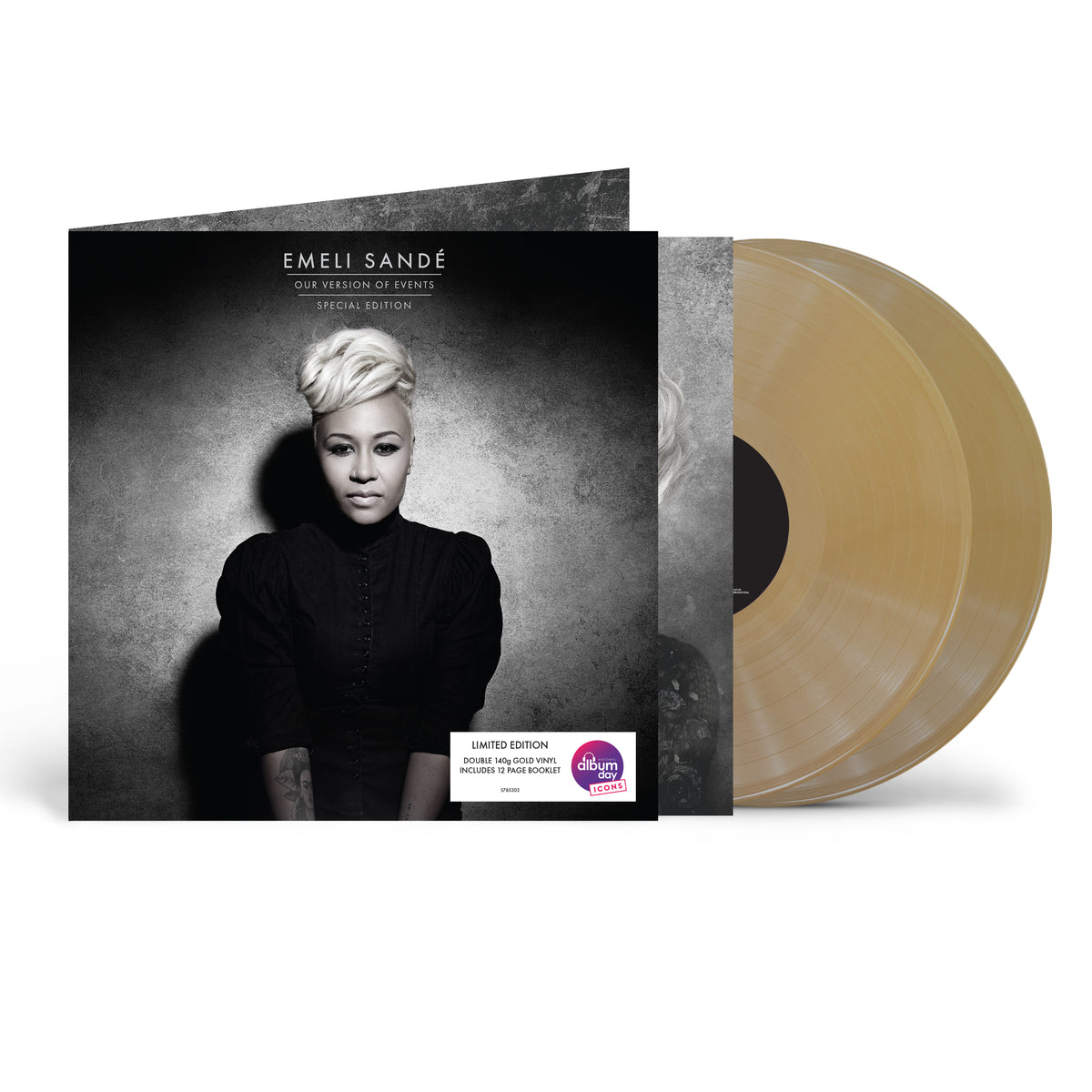 Image of Back Cover of 2xLP - NEW/NEW - EMELI SANDE, Our Version of Events (UMR; 5785303, UK 2026 Reissue, Gatefold, Inner, Gold Vinyl), , Emeli Sandé – Our Version Of Events — 2LP Gold Vinyl Celebrating Emeli Sandé’s landmark 2012 debut, Our Version of Events spent 66 consecutive weeks in the UK Official Albums Chart Top 10 and is certified 8× Platinum in the UK. Featuring “Next to Me,” “Read All About It (Pt. III)” and “Clown,” the BRIT Award-winning album is pressed on gold vinyl for National Album Day 2