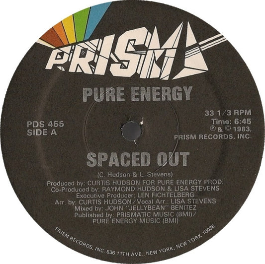 Image of Front Cover of 12" - /G+ - PURE ENERGY, Spaced Out (Prism; PDS 455, US 1983), Many light surface marks, plays through as G+.,  - 3846308S