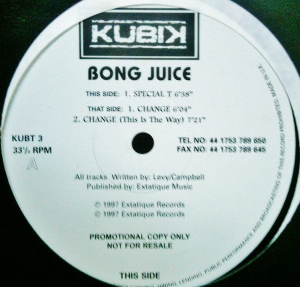 Image of Front Cover of 12" - /VG+ - BONG JUICE, Special T (Kubik; KUBT 3, UK 1997), original company sleeve,  - 3846325S