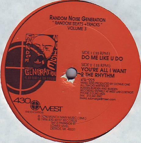 Image of Front Cover of 12" - /G+ - RANDOM NOISE GENERATION, Random Beats + Tracks Volume 3 (430 West; 4W-225, US 1994), Light marks and hairlines. Very playable copy.,  - 3816578C