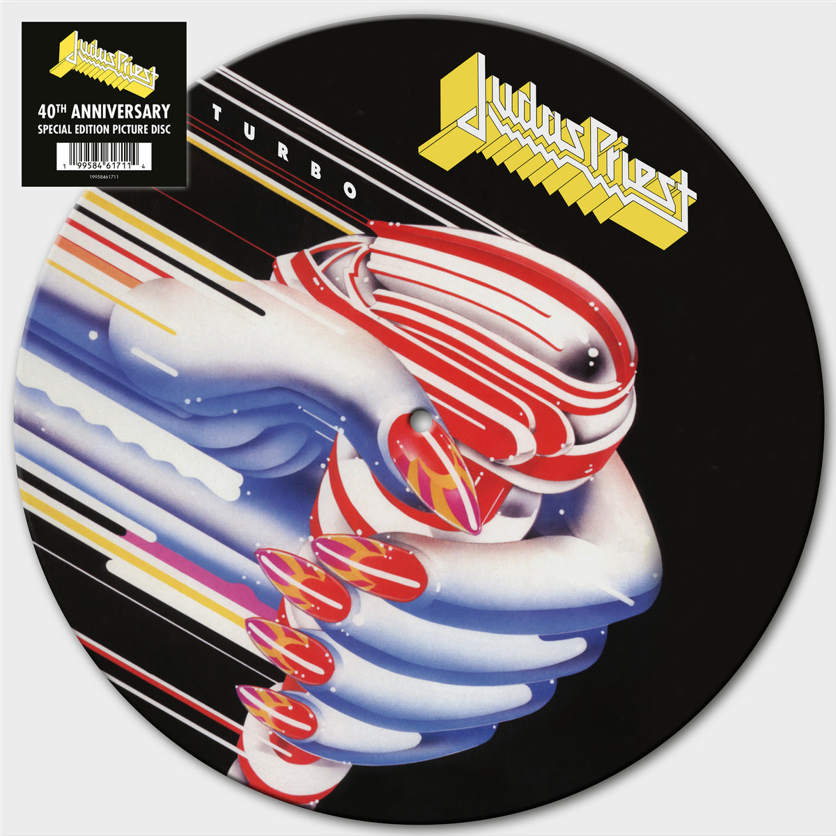 Image of Back Cover of LP - NEW/NEW - JUDAS PRIEST, Turbo (SONY; 19958461711, UK 2026 Reissue, Picture Disc), , Embracing a commercial glam metal sound that utilised synthesisers for the first time, as well as powerful Doug Johnson graphics, Judas Priest's tenth album was issued in 1986 and became their biggest selling album to that point, reaching No. 17 on Billboard 200. This 40th anniversary special edition, using the 30th anniversary remaster, is the first ever picture disc pressing of the album.  - 941