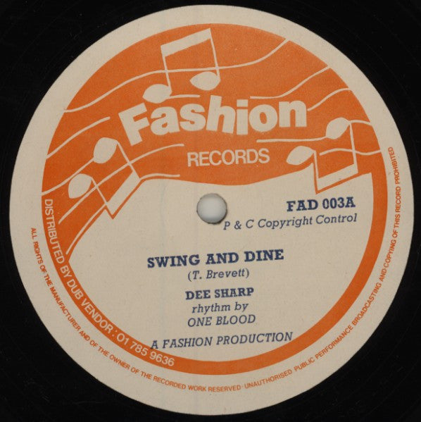 Image of Front Cover of 12" - VG/VG - DEE SHARP, Swing And Dine / Follow Your Heart (Fashion Records; FAD 003, UK 1981), Writing On Sleeve. Light hairlines On Vinyl,  - 3826326E