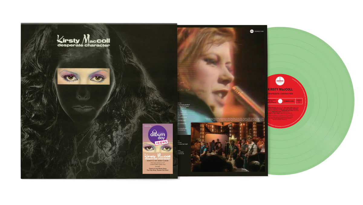 Image of Back Cover of LP - NEW/NEW - KIRSTY MACCOLL, Desperate Character (Demon Records; DEMREC1383, UK 2026 Reissue, Inner, Green Vinyl), , Demon are delighted to present the classic Kirsty MacColl album ‘Desperate Character’ for National Album Day 2026. Available on vinyl for the first time since its initial 1981 release on Green vinyl. Desperate Character was Kirsty MacColl's debut studio album, released in June 1981 and produced by Barry "Bazza" Farmer Due to limited original pressings and contract iss