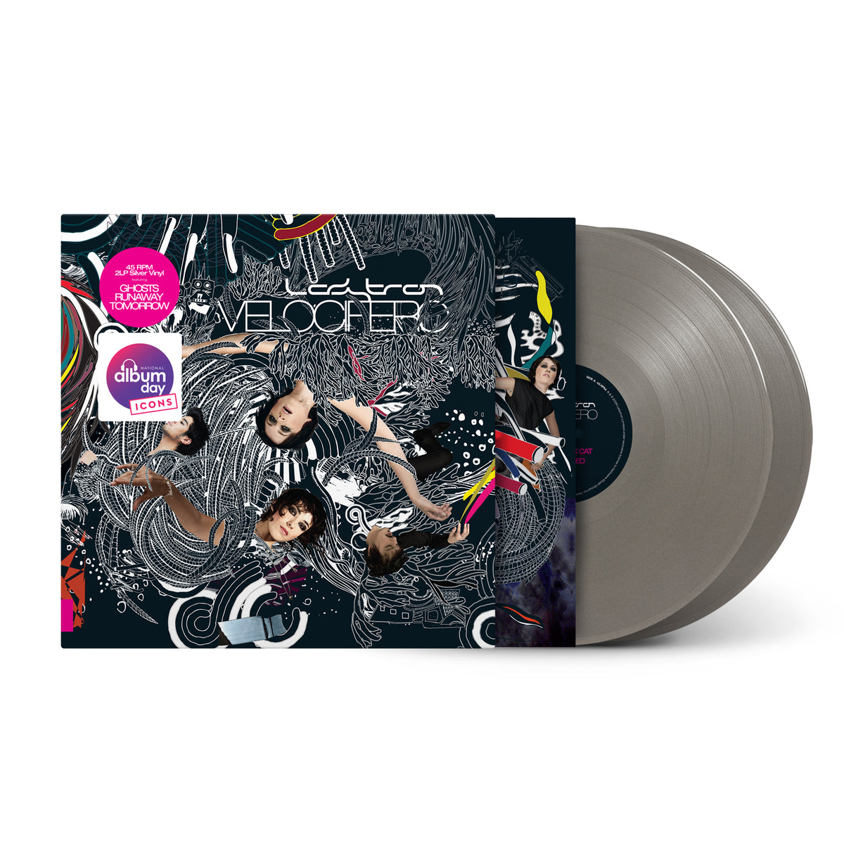 Image of Back Cover of 2xLP - NEW/NEW - LADYTRON, Velocifero (Nettwerk; , UK 2026 Reissue, Inner, Grey Vinyl), , National Album Day exclusive coloured pressing - Ladytron’s Velocifero is a defining statement from one of Britain’s most distinctive electronic bands, blending dark synth-pop, analogue textures and art-school experimentation into a sleek, emotionally resonant sound. Their fourth studio album and first with Nettwerk, it captures the Liverpool-formed group at a creative peak, pairing driving rhyth