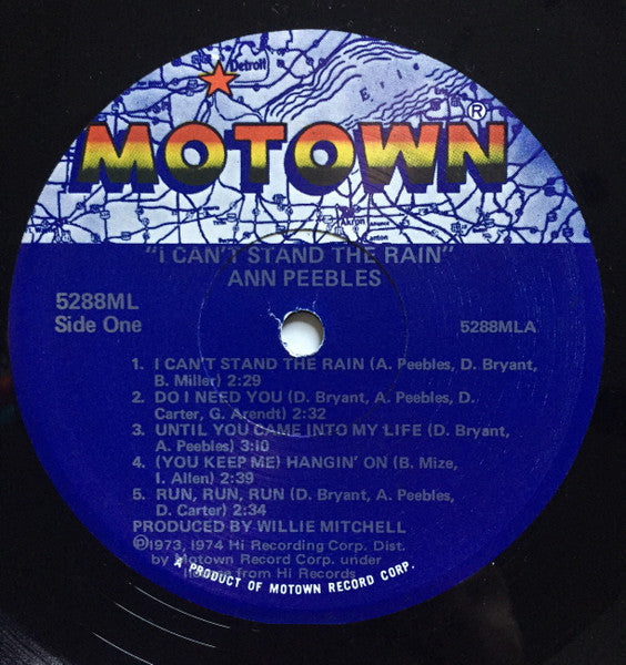 Image of Label Cover of LP - VG/VG - ANN PEEBLES, I Can't Stand The Rain (Motown; 5288ML, US 1982 Reissue), Strong VG with hairline marks only. Company sticker on sleeve.,  - 3846312S