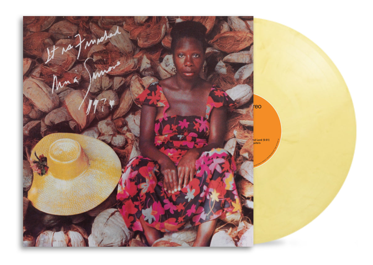 Image of Back Cover of LP - NEW/NEW - NINA SIMONE, It Is Finished (Sony; 19958468821, UK 2026 Reissue, Sunhat Yellow Vinyl), , Filled with brilliant cover versions, as its title suggests Simone’s 1974 album marked the end of an era: her militant activism had largely concluded, it was her final album for RCA, and she bid farewell to the US as she moved to Barbados. A blend of live and studio performances, it is sought-after for her powerful rendition of Tina Turner’s ‘Funkier Than A Mosquito’s Tweeter’, as w