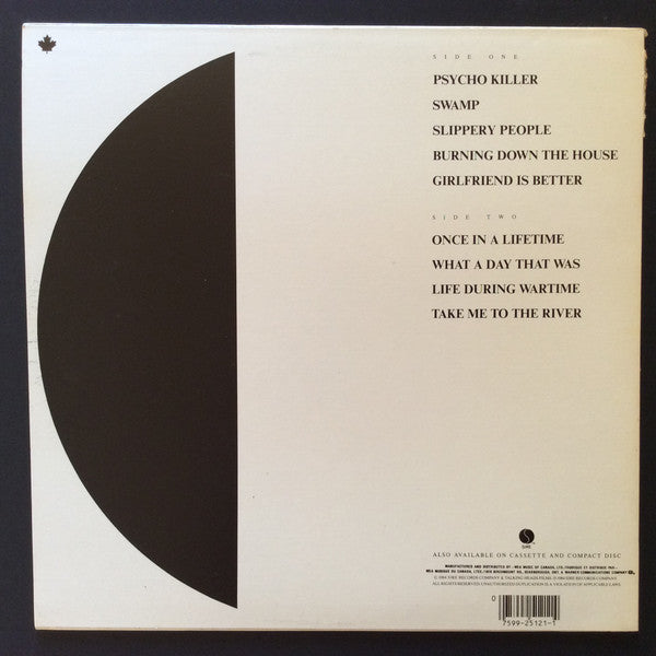 Image of Back Cover of LP - VG+/VG - TALKING HEADS, Stop Making Sense (Sire; 92 51211, Canada 1984, Booklet, Quality Records Pressing), Strong VG. Paper scuffs, light surface marks only. Corner wear.,  - 3846349S