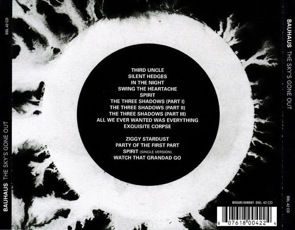 Image of Back Cover of CD - VG/VG - BAUHAUS, The Sky's Gone Out (Beggars Banquet; BBL 42 CD, UK , Jewel Case), ,  - 3816606C