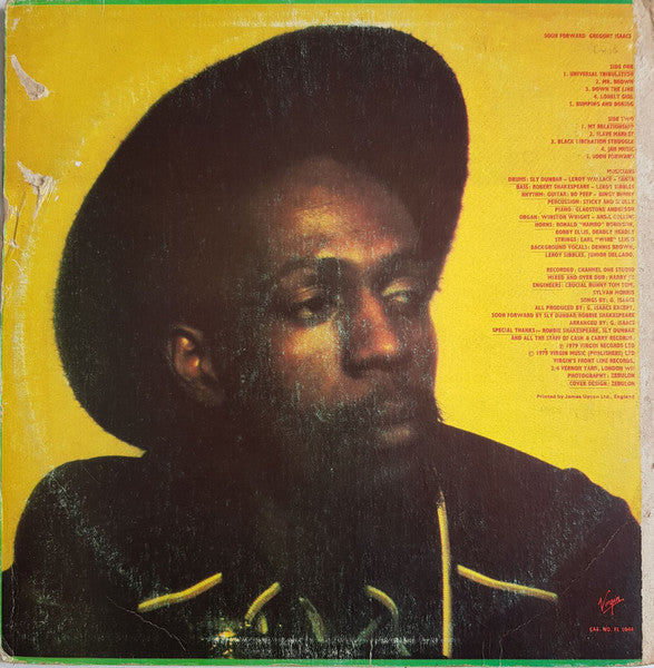 Image of Back Cover of LP - VG/VG - GREGORY ISAACS, Soon Forward (African Museum; , Jamaica ), Some writing on sleeve.,  - 3826347E